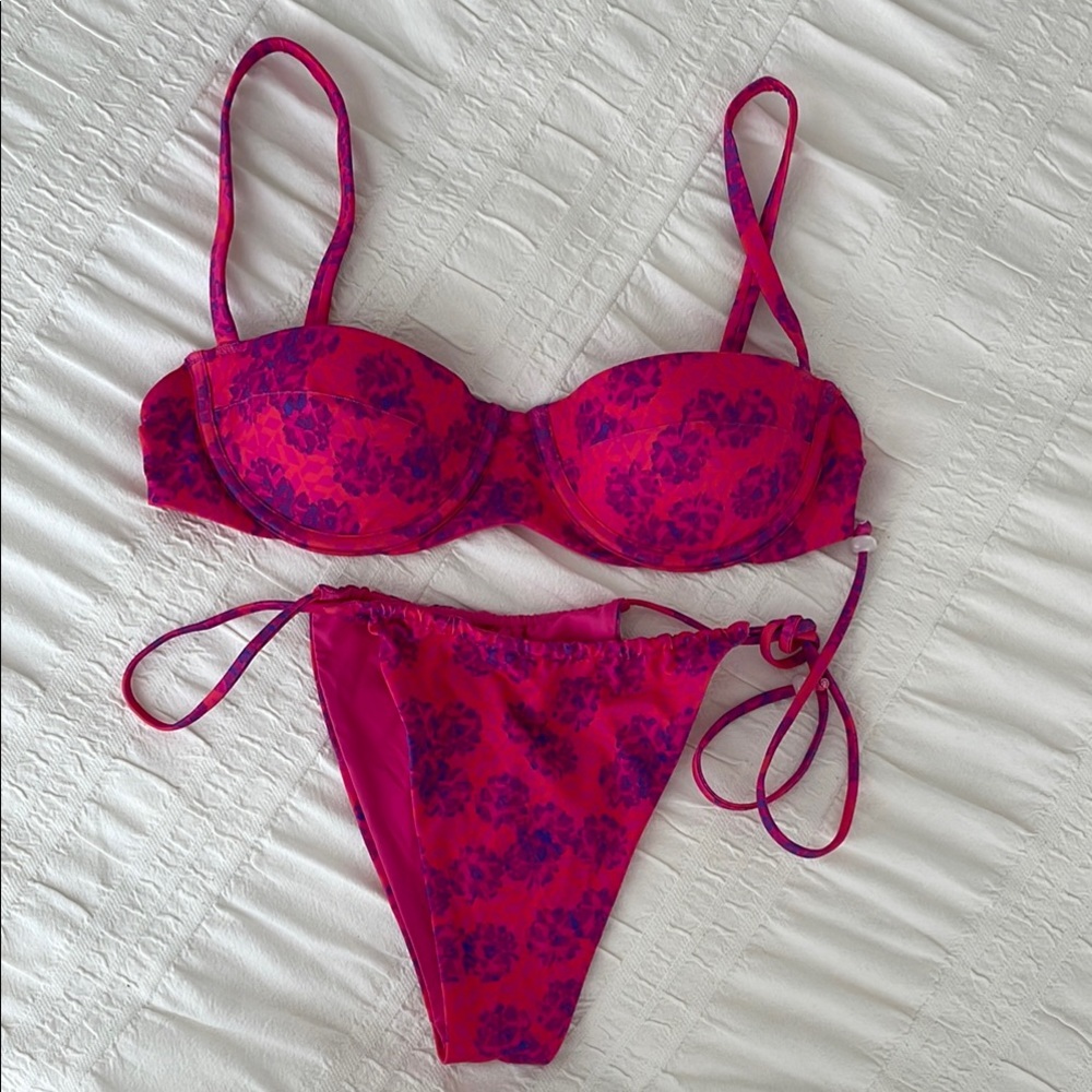 NWOT 437 Pink and Purple Floral Bikini Set